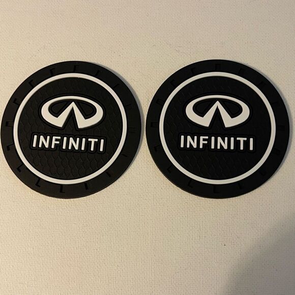 Infinity Car Cup Coasters in black set of 2 NWT - Picture 1 of 4